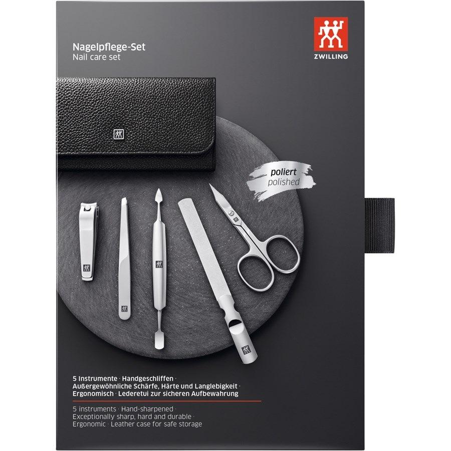 Sets 5-tlg. Maniküre/Pediküre-Etui Schwarzem Rindleder Von Zwilling Beauty