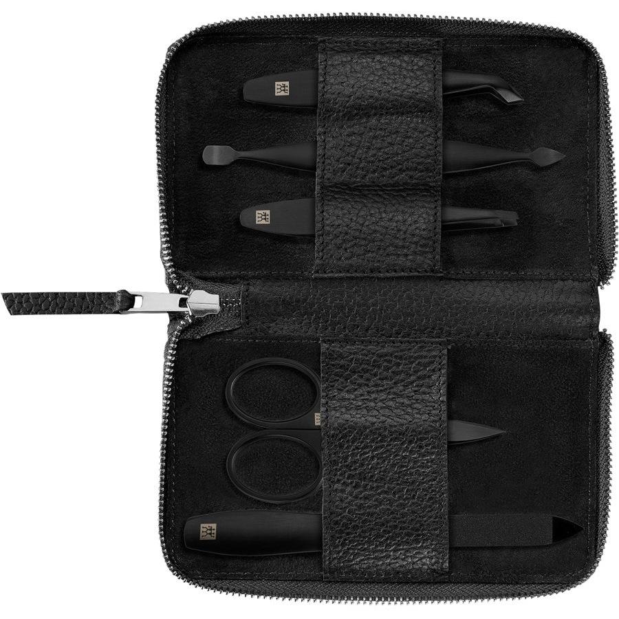 Sets 5-tlg. Maniküre/Pediküre-Etui Schwarzem Rindleder von Zwilling Beauty
