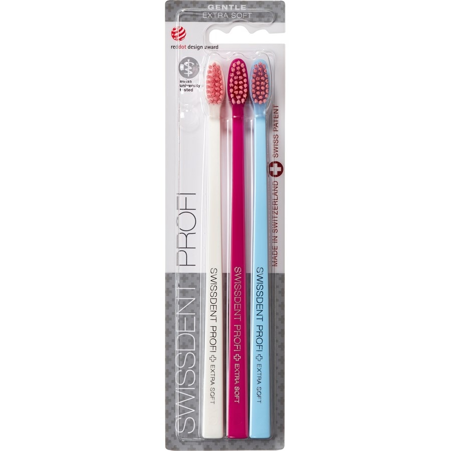 Zahnbürsten Profi Gentle Trio für extrem empfindliche Zähne Extra Soft von Swissdent