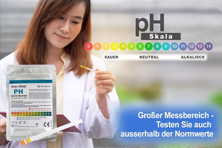 Shopapotheke 100 One+Step PH Teststreifen Für Urin UND Speichel - Selbsttest Zur Ermittlung Des Ph Werts