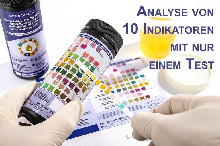 Shopapotheke 100 One+Step Urinteststreifen Für 10 Indikatoren - Gesundheitstest Inkl. Referenzfarbkarte