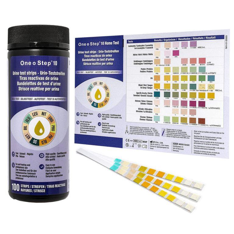 shopapotheke 100 One+Step Urinteststreifen für 10 Indikatoren - Gesundheitstest inkl. Referenzfarbkarte