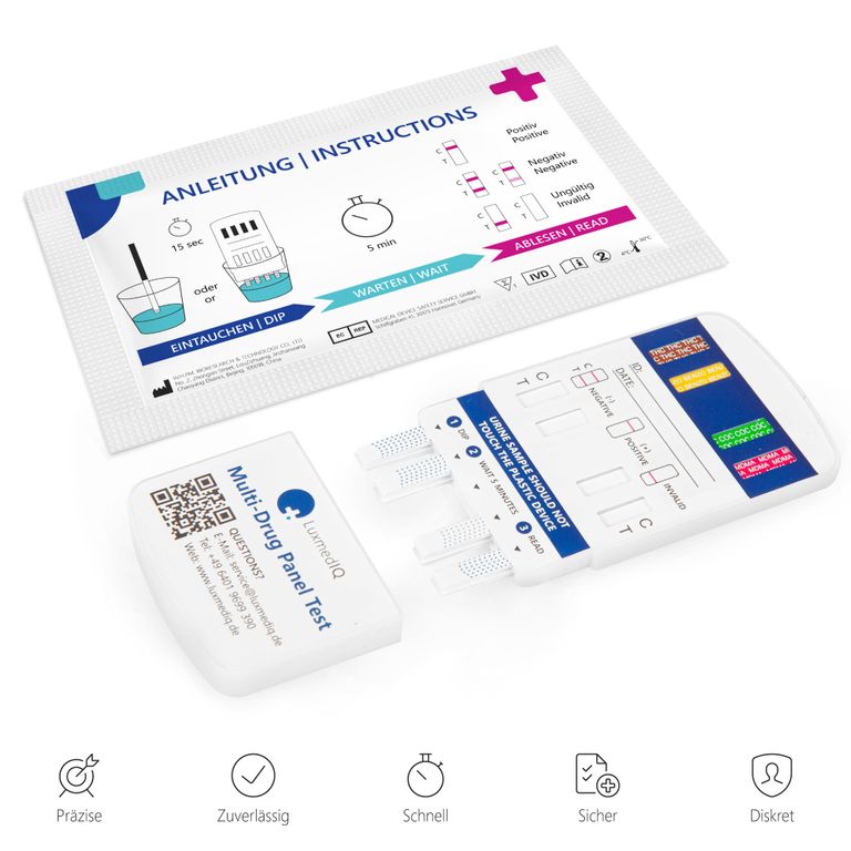 Shopapotheke 2x LuxmedIQ Drogenschnelltest Für 8 Drogenarten - Urin Drogentest Multi 8 - Testkassette