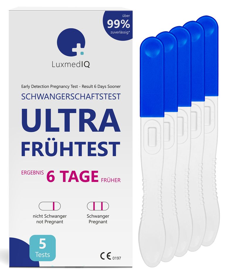 shopapotheke 5x LuxmedIQ Schwangerschaftstest Ultra Frühtest - 6 Tage früher Testen - über 99% Zuverlässig
