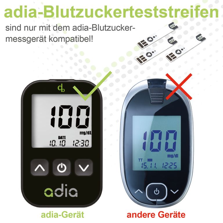 Shopapotheke Adia Blutzuckerteststreifen 50 Stück Blutzucker-Selbstkontrolle Bei Diabetes