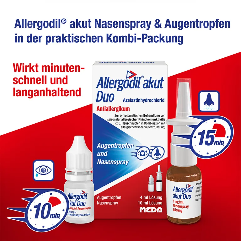Shopapotheke Allergodil® Akut Duo: Allergie Kombipack Mit Nasenspray (10 Ml) Und Augentropfen (4 Ml) Antiallergikum Mit Azelastinhydrochlorid - Jetzt 10% Mit Dem Code Cooper10 Sparen*