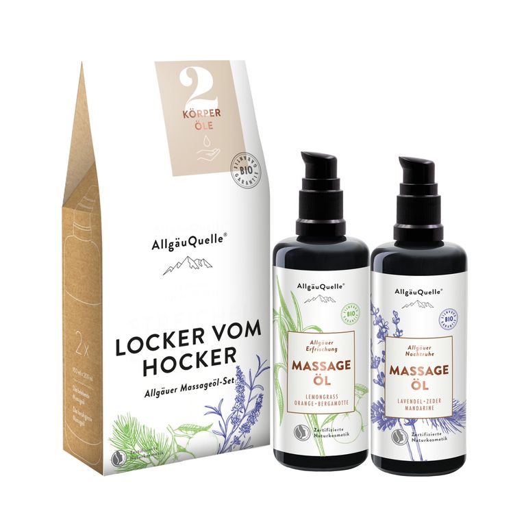 shopapotheke AllgäuQuelle BIO Massageöl-Set mit 100% Bio ätherische Öle Lemongrass Orange und Lavendel Zeder