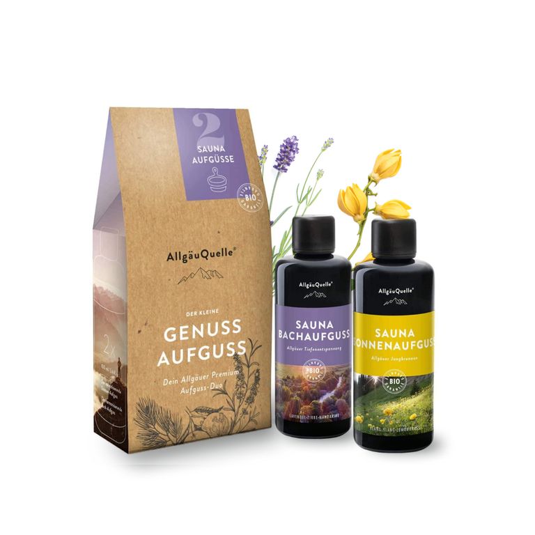 shopapotheke Allgäuquelle Bio Saunaaufguss Aufgussmittel Saunazubehör 2er Set Duft: Lavendel Zeder Lavendel