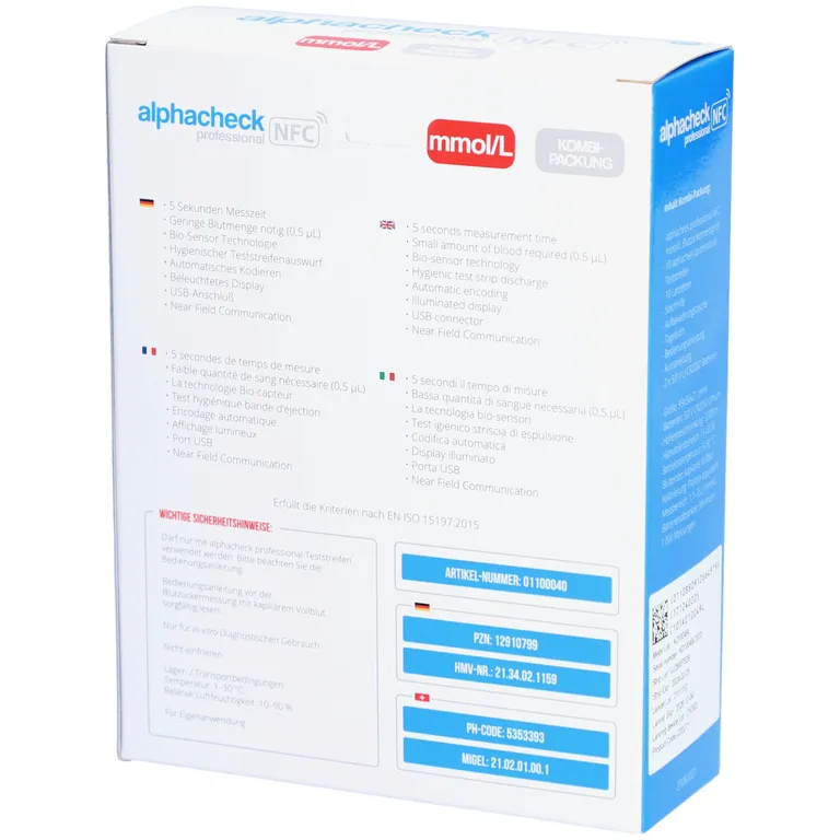 Shopapotheke ALPHACHECK® Professional Blutzuckermessgerät Mmol/l Kombipack