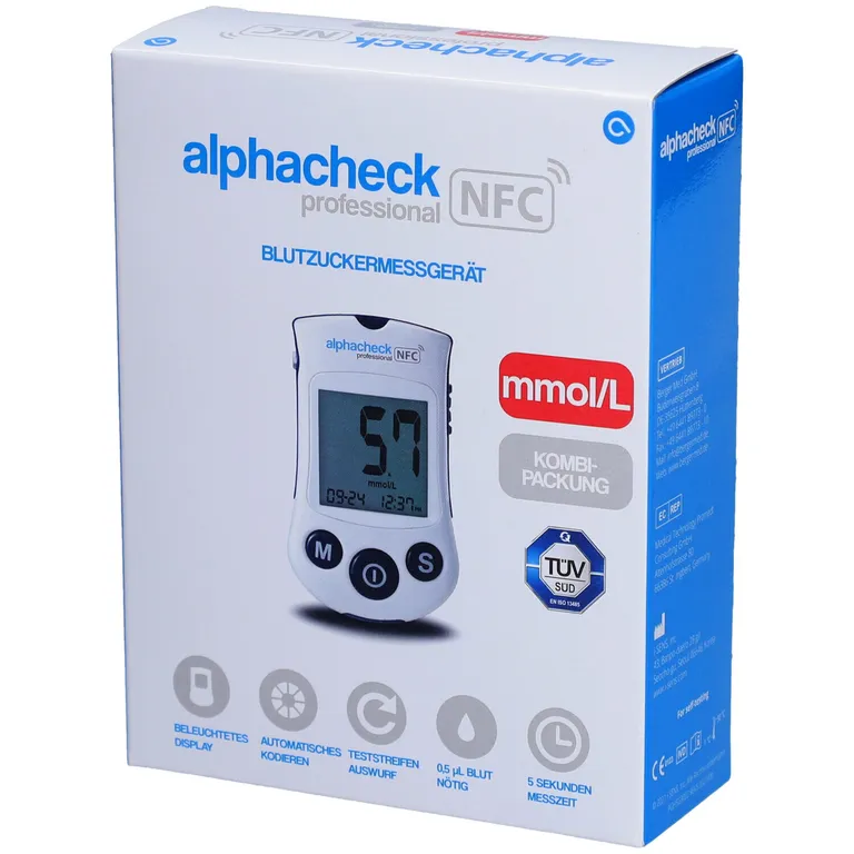 shopapotheke ALPHACHECK® professional Blutzuckermessgerät mmol/l Kombipack