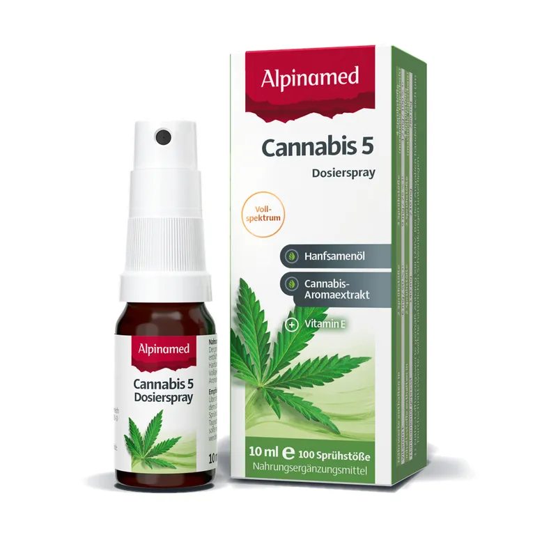 shopapotheke Alpinamed® Cannabis 5 Dosierspray mit Vollspektrum Cannabis-Aromaextrakt Hanfsamenöl und Vitamin E