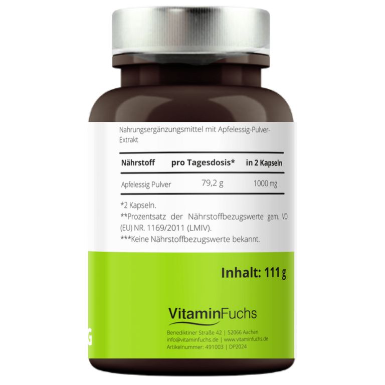 Shopapotheke Apfelessig Kapseln Hochdosiert - Apple Vinegar Cidar Von VitaminFuchs