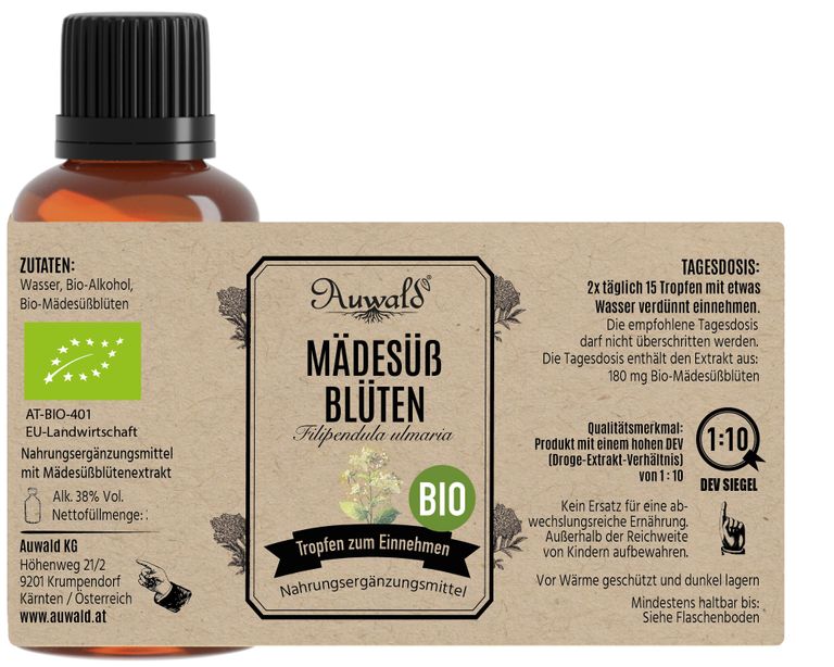 Shopapotheke Auwald - Mädesüß Blüten Tinktur (Extrakt Tropfen Auszug)