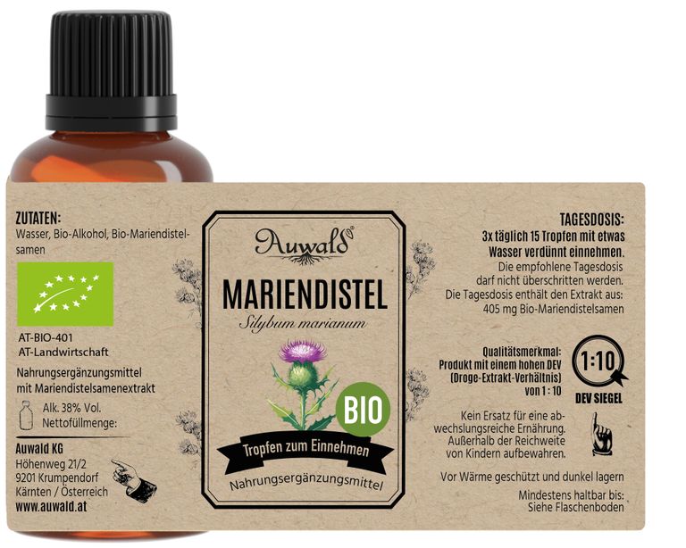 Shopapotheke Auwald - Mariendistel Tinktur (Extrakt Tropfen Auszug)