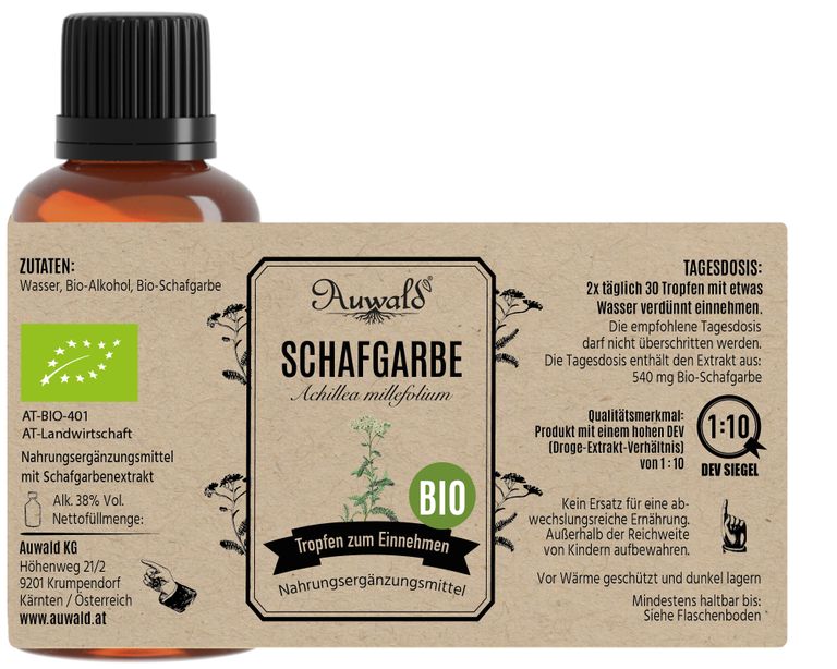 Shopapotheke Auwald - Schafgarbe Tinktur (Extrakt Tropfen Auszug)