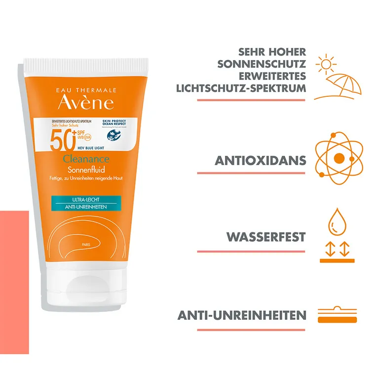 Shopapotheke Avène Cleanance Sonnenfluid LSF 50+ - Für Fettige Unreine Haut + Avène After Sun Repairlotion 50ml GRATIS