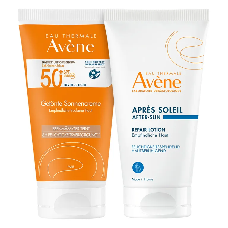 shopapotheke Avène Getönte Sonnencreme LSF 50+ + Avène After Sun Repairlotion 50ml GRATIS