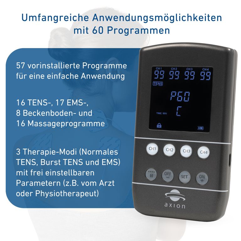 Shopapotheke Axion® STIM-PRO X9B 4-Kanal Akku TENS EMS Gerät