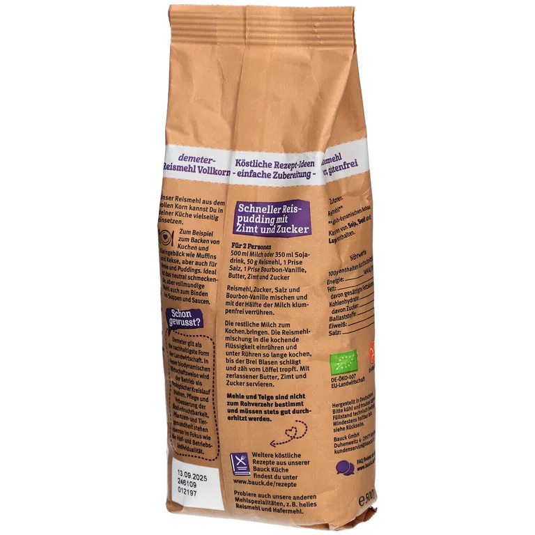Shopapotheke Bauckhof Demeter Reismehl Vollkorn Glutenfrei