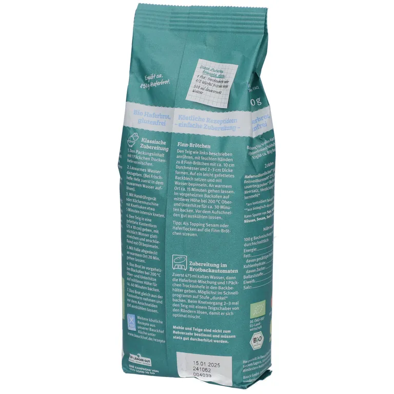 Shopapotheke Bauckhof Haferbrot Vollkorn Backmischung Glutenfrei