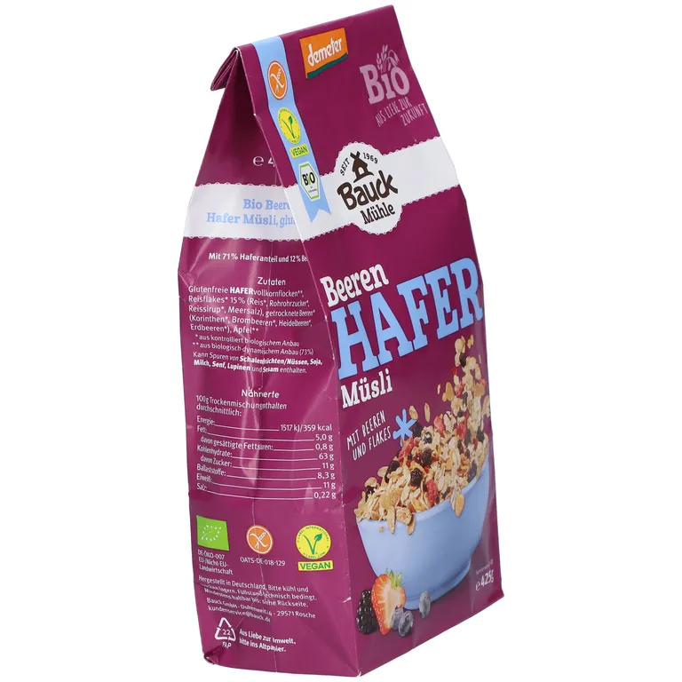 Shopapotheke Bauckhof Hafermüsli Mit Beeren Glutenfrei