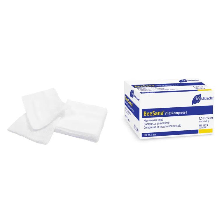 shopapotheke BeeSana® Vlieskompresse unsteril 4-fach 30 g 1 Packung = 100 Stk