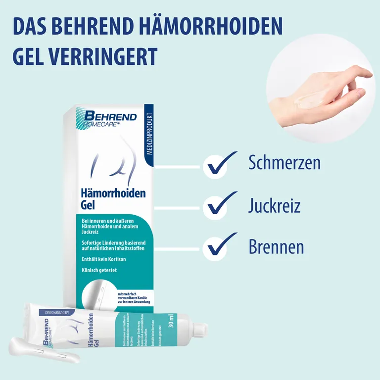 Shopapotheke Behrend Hämorrhoiden Gel - Bei Inneren & äußeren Hämorrhoiden Analjucken Analfissuren & Proktitis – Hämorrhoiden Salbe Reduziert Schmerzen Juckreiz & Brennen