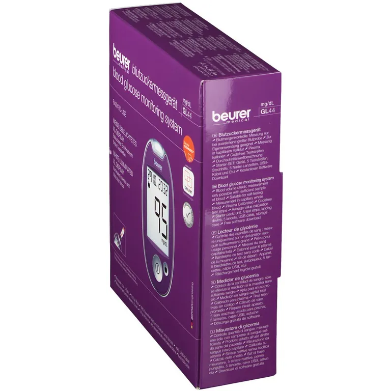 Shopapotheke Beurer GL44 Blutzuckermessgerät Mg/dl Lila