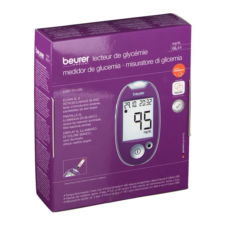 Shopapotheke Beurer GL44 Blutzuckermessgerät Mg/dl Lila