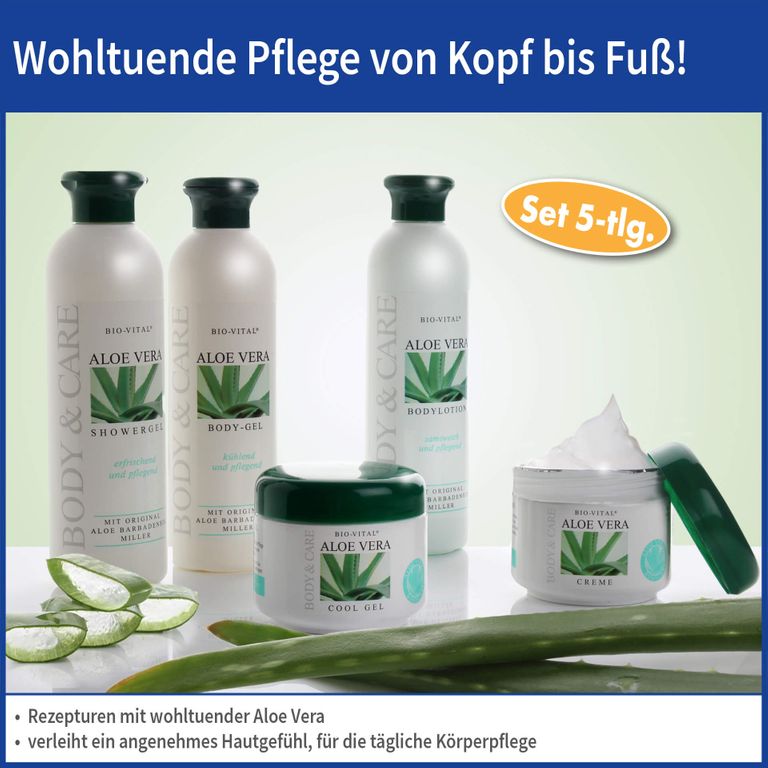 Shopapotheke Bio-Vital 5-tlg Pflegeset Aloe Vera Eignet Sich Bestens Für Die Regelmäßige Haut- Und Körperpflege