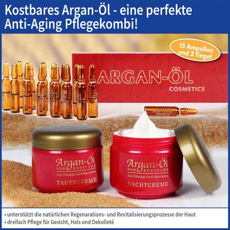 shopapotheke Bio-Vital Pflegeset 3-tlg. Argan-Öl Tag- und Nachtcreme mit Arganöl-Ampullen (15 Stk.)