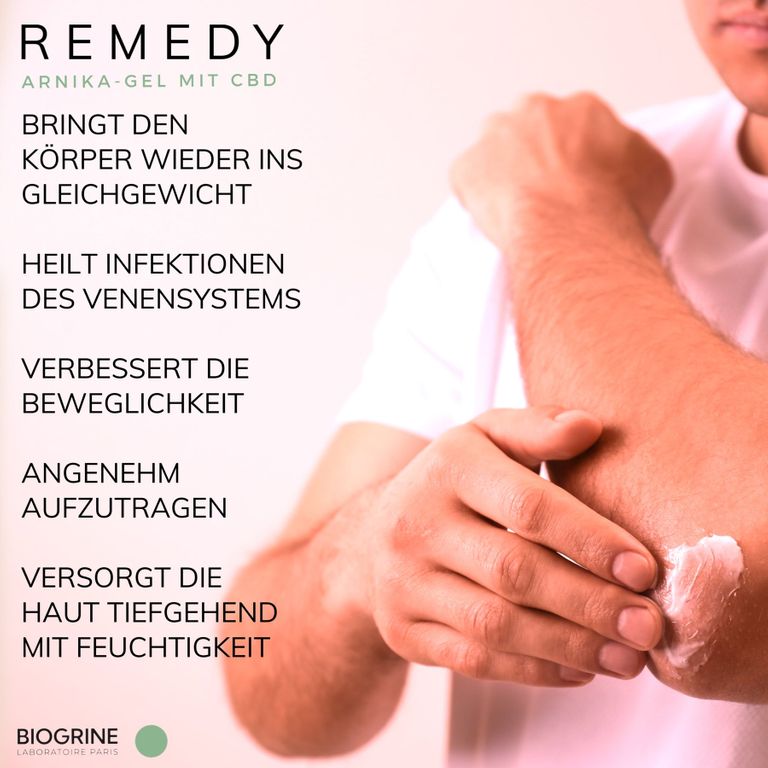 Shopapotheke BIOGRINE „REMEDY“ ARNIKA-GEL MIT CBD NELKE & ZYPRESSE