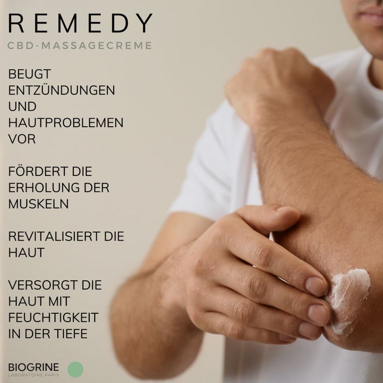 Shopapotheke BIOGRINE „REMEDY“ CBD-MASSAGECREME SHEABUTTER & GINSENG