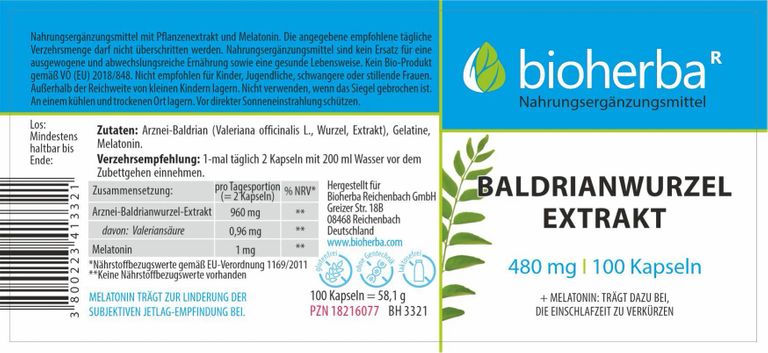 Shopapotheke Bioherba Baldrianwurzel Extrakt Kapseln