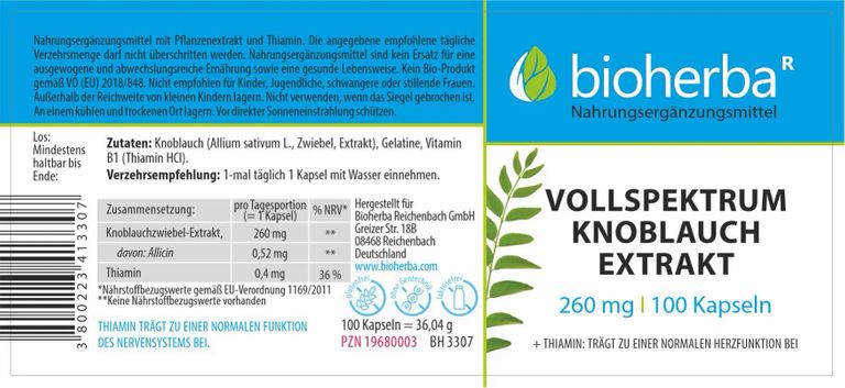 Shopapotheke Bioherba Vollspektrum Knoblauch Kapseln