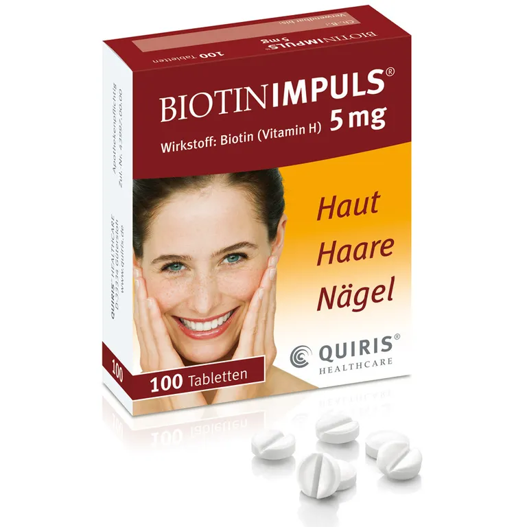shopapotheke BIOTIN IMPULS 5 mg Hochdoiertes Vitamin H (Biotin) für Haut Haare und Nägel