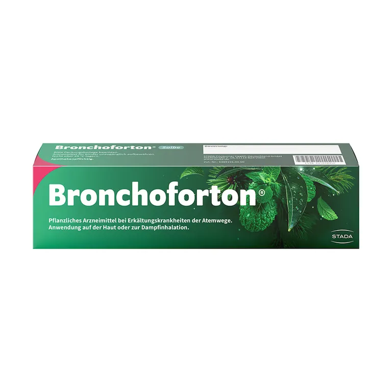 shopapotheke Bronchoforton® Salbe – Erkältungssalbe mit rein pflanzlichen Wirkstoffen. Löst zähen Schleim erleichtert das Abhusten; mit Eukalyptus- Fichtennadel- und Pfefferminzöl
