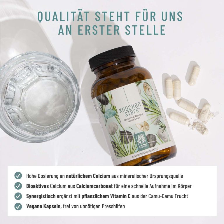 Shopapotheke Calcium Kapseln Mit Vitamin C - 120 Kalzium Kapseln - Knochenstark - NATURTREU®