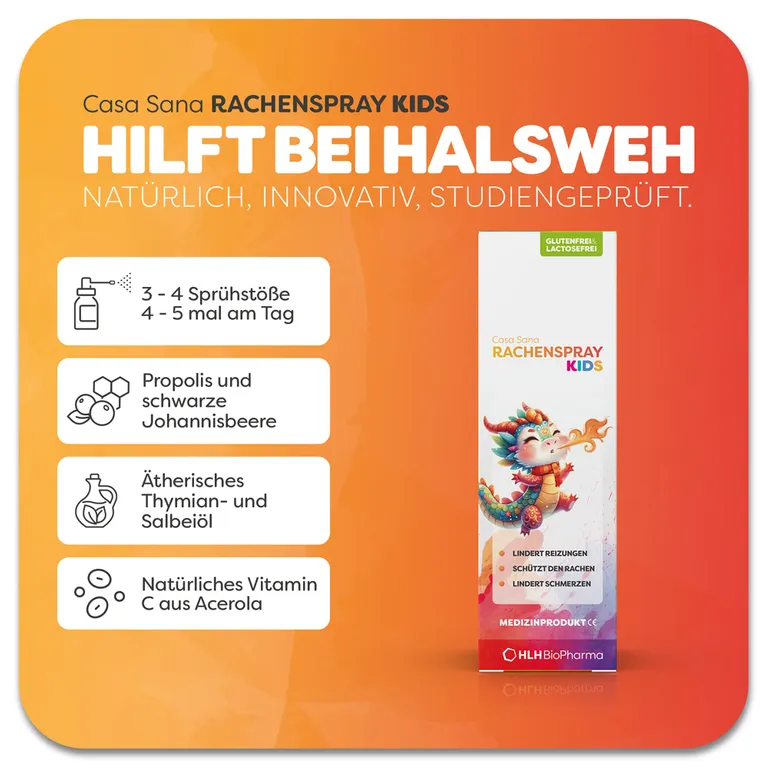Shopapotheke Casa Sana RACHENSPRAY KIDS - Mit Acerola Schwarzer Johannisbeere Propolis Thymian- Und Salbeiöl