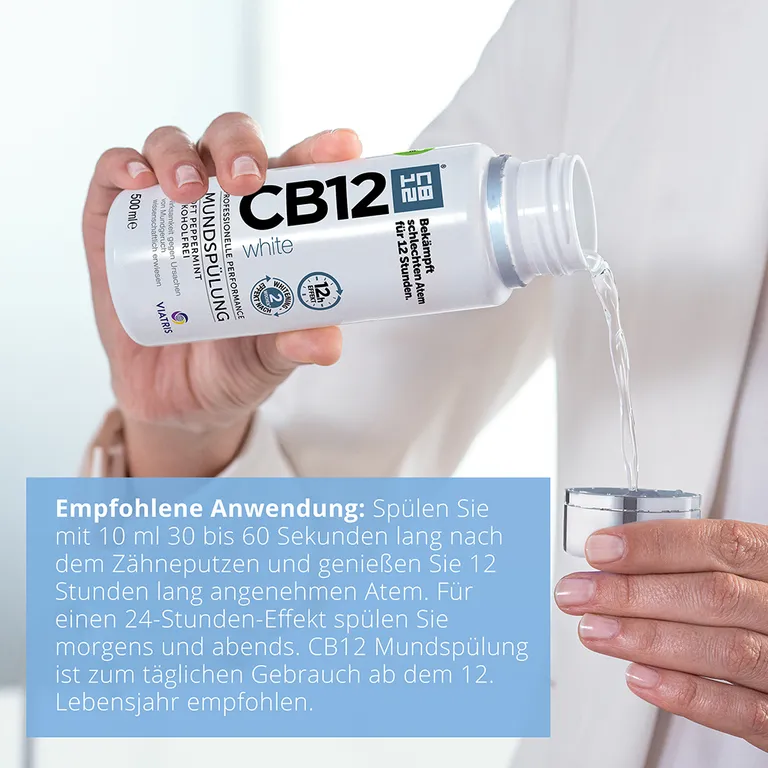 Shopapotheke CB12 White Mundspülung: Mundwasser Für Weißere Zähne Und Frischen Atem Mit Zinkacetat & Chlorhexidin