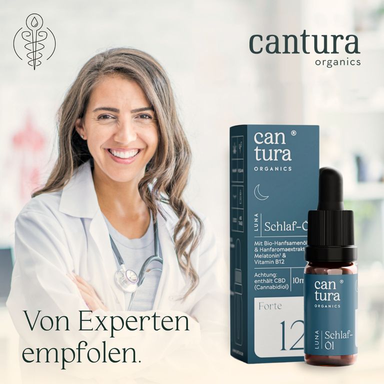 Shopapotheke CBD-SCHLAF-ÖL LUNA : 300 CBD-Tropfen Mit 12% BIO-CBD + MELATONIN Von CANTURA® (Hanföl-Schlaftropfen)