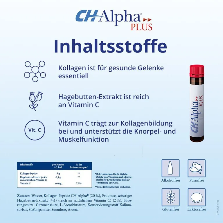 Shopapotheke CH-Alpha PLUS Gelenk Kollagen Trinkampullen Für Gesunde Gelenke Und Knorpel Mit Hagebuttenextrakt Und Vitamin C