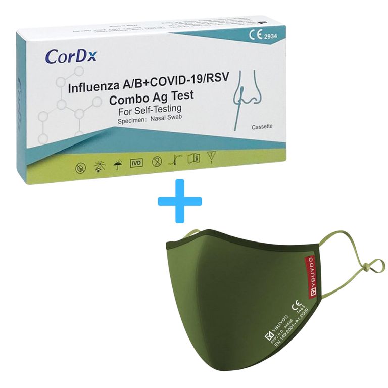 shopapotheke CorDx 4in1 Antigentest für Influenza A/B + COVID-19 + RSV + GRATIS NANO FFP2
