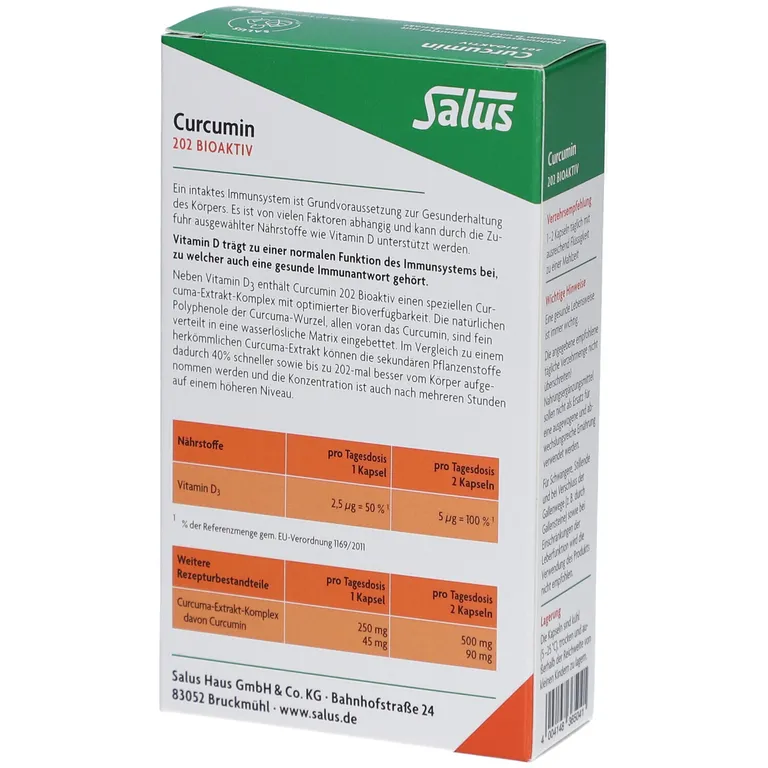 Shopapotheke Curcumin 202 Bioaktiv Kapseln Mit Vitamin D Und Curcuma-Extrakt