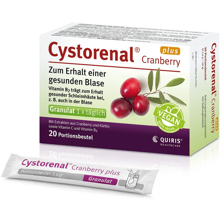 shopapotheke Cystorenal Cranberry plus für eine gesunde und starke Blase mit Kürbiskernextrakt Vitamin B2 und C