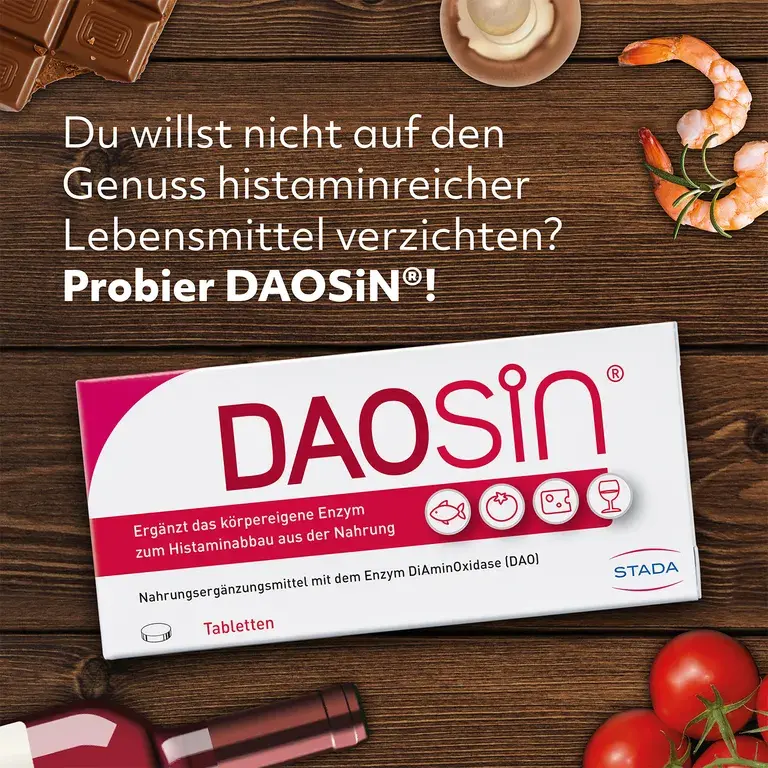 Shopapotheke DAOSiN® Tabletten Zur Ergänzung Des Körpereigenen DAO-Enzyms Zum Histaminabbau Aus Der Nahrung