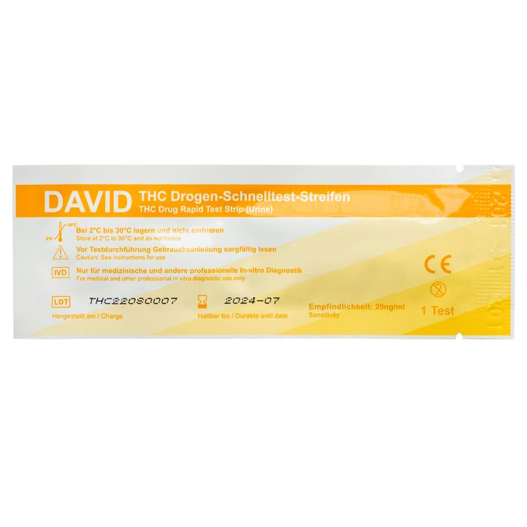 shopapotheke David THC Drogentest Streifen 20ng/ml Cannabis drug test MHD: 30.06.2026