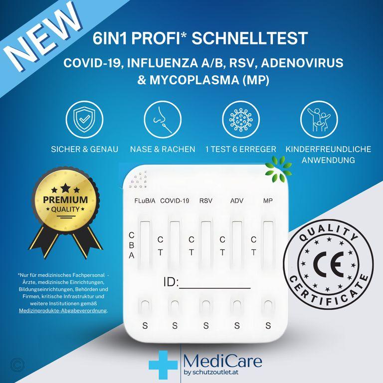 Shopapotheke Deepblue 6in1 Profitest Corona COVID-19 Grippe A/B RSV Adenovirus Mycoplasma+Gratis Nanovio FFP2