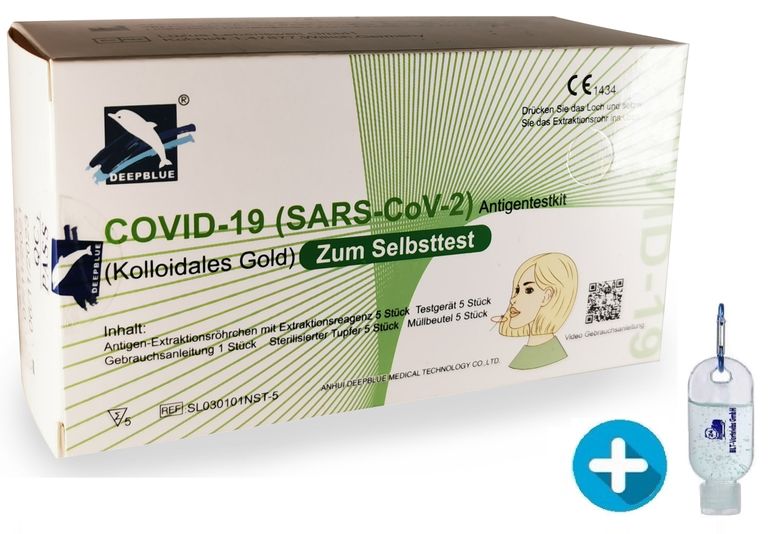shopapotheke Deepblue COVID-19 Antigen Corona Test Schnelltest Laientest + Gratis BLT Desinfektionsmittel