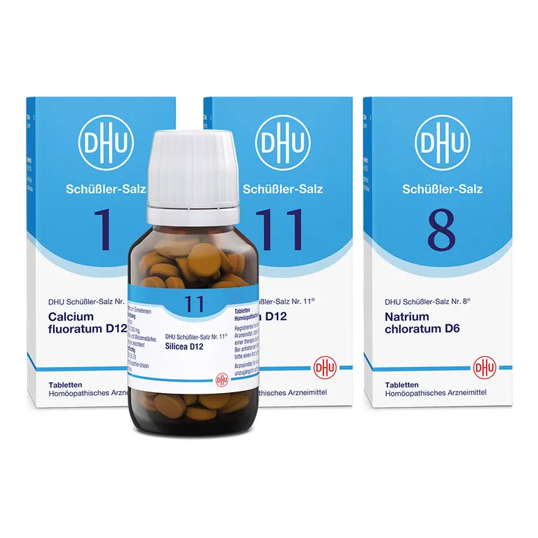 shopapotheke DHU Schüßler-Salze Kur mit dem Mineralsalz der Haare der Haut und des Bindegewebes Nr. 1+8+11
